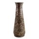 Hand carved Dark Brown Copper Vase With Embossed Flower Design