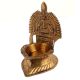 Handmade Golden Brass Gajalaxmi Vilakku or Lakshmi Oil Lamp Diya
