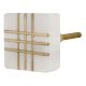 White Square Marble Brass Cabinet Knobs
