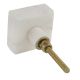 White Square Marble Brass Cabinet Knobs