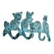 Turquoise Distressed Cats Iron Hook