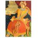 Handmade Multi-coloured Painted Of  Rajasthani King Seated On Throne