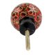 Maroon Black Floral Hand Painted Kashmiri Indian Cabinet Knobs
