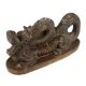 Handmade Brown Brass Sitting Komodo Dragon Statue