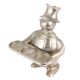 Handmade Silver Brass Fat Man Statue Wearing Hat Holding Long Tray