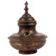 Handmade Brown Brass Oil Pot With Bird Finial Lid