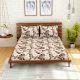 Brown Leaves Spaces 104 TC Cotton Double Bed Sheet with 2 Pillow Covers