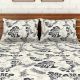 Grey Leaves Spaces 104 TC Cotton Double Bed Sheet with 2 Pillow Covers