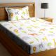 Multi Color Chic Zoo Animals Home Kids 180 TC Cotton Single Bedsheet with One Pillow Cover
