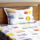 Multicolored Chic Home Kids Transport 180 TC Cotton Single Bedsheet with One Pillow Cover
