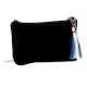 Blue Glass Bead And Cotton Ziptop Clutch Bag