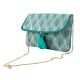 Turquoise Embroidered Cotton Fold Over Clutch Bag