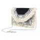 Black And White Heavy Hand  Embroidery Foldover Clutch Bag With Coins