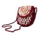 Burgundy And White Heavy Hand Embroidery Foldover Cluch Bag With Coins