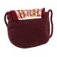 Burgundy And White Heavy Hand Embroidery Foldover Cluch Bag With Coins
