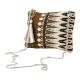 Brown Ikat Jaquard Ziptop Clutch Cotton Bag With Tassle