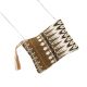 Brown Ikat Jaquard Ziptop Clutch Cotton Bag With Tassle