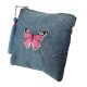 Blue Butterfly Embroidered Denim Zip Top Clutch Bag