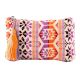 Traditional Pink Pattern Zip Top Jaquard Cotton Clutch bag With Tassle