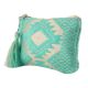 Green Embroidered ZipTop Lurex Zip Top Clutch Bag
