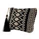 Black And White Geo Graphic Zip Top Clutch Bag With Tassle