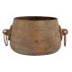 Handmade Rustic Brown Brass Planter Pot With Ring Handles