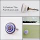 Blue and Golden Wheel Pattern Flat Ceramic Cabinet Knob