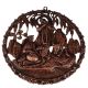 Round Copper Wall Hanging Of Radha Krishna With Cow