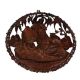 Round Copper Wall Hanging Of Radha Krishna With Cow