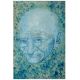 Mahatma Gandhi  Face Blue Abstract Painting On Cloth