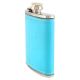 JB Blue Hip Flask In Leather Cover