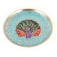 Blue Meenakari Brass Coaster With Peacock Design