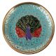 Blue Meenakari Brass Coaster With Peacock Design