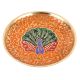 Orange Brass Peacock Design Tea Coffee Coaster