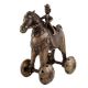 Indian Brass Horse On Wheels Temple Toy With Rider