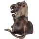 Black Brass Sitting Lion Statue