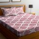 Cotton Bedsheet Abstract Maroon Patterend Leaf Design And 2 Pillow Covers