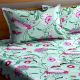 Green Floral Cotton 1 Double Queen Size Bedsheet With 2 Pillow Covers