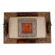 Wooden Tray With Brass Fish Handle & Tribal Plate