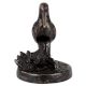 Brass Perched Bird on Log Statue  In Dark Finish