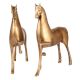 Two  Brass Running Horses Statues