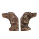 Brass  Dachshund Dog Face Bookends In Dark Finish