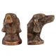 Brass  Dachshund Dog Face Bookends In Dark Finish
