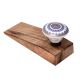 Blue and Golden Wheel Pattern Flat Ceramic Wooden Door Stopper