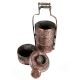 Copper Lunch Box Embossed  Four Compartments Tiffin Box