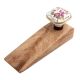 Pink Flower Square Ceramic Wooden Door Stopper