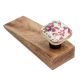Pink Flower Square Ceramic Wooden Door Stopper