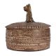 Brass Dog Round Storage Box With Fine Carvings
