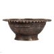 Brass Bowl On Pedestal And Carved Design On Rim