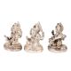 Copper Idols Of Goddess Saraswati Lakshmi and Lord Ganesh In Silver Finish
